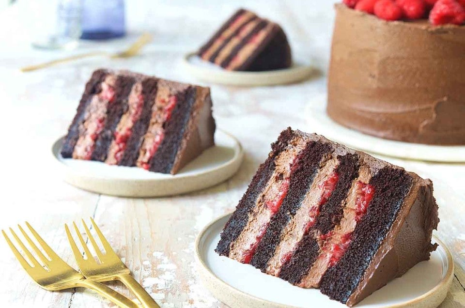 Chocolate Mousse Cake with Raspberries