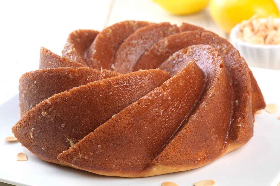 Gluten-Free Almond Cake with Honey-Lemon Glaze made with baking mix