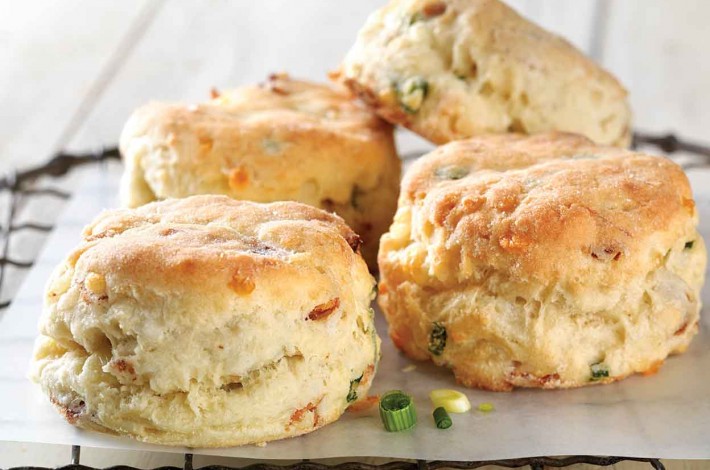 Gluten-Free Bacon and Cheddar Savory Biscuits made with baking mix