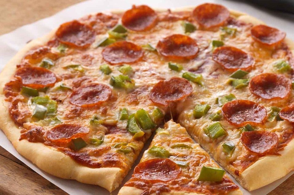 Gluten-Free Now-or-Later Pizza made with baking mix