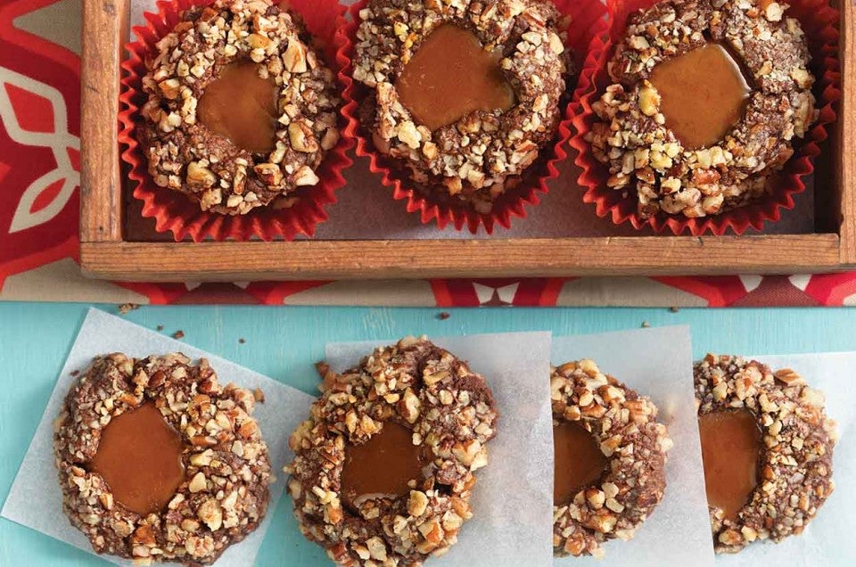 Chocolate Caramel Thumbprint Cookies - select to zoom