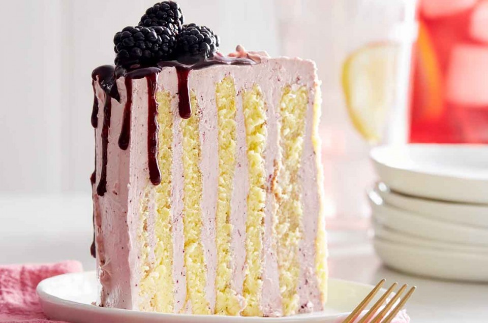Lemon and Black Currant Stripe Cake Recipe  King Arthur Baking