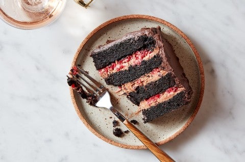 Chocolate Mousse Cake with Raspberries - select to zoom