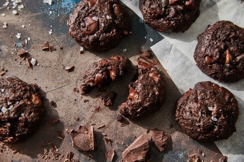 Super fudgy Brownie Espresso Cookies on a plate  - select to zoom