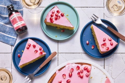 Pistachio Cake with Pomegranate Glaze - select to zoom