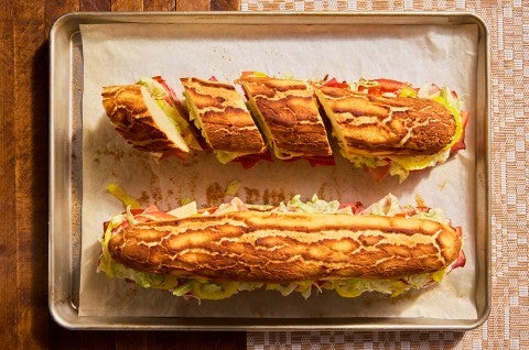 Dutch Crunch Rolls made into a sandwich - select to zoom