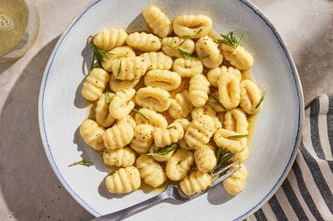 Potato Gnocchi on a plate with a fork - select to zoom
