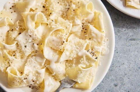 Sourdough Pasta cookied in a white sauce - select to zoom