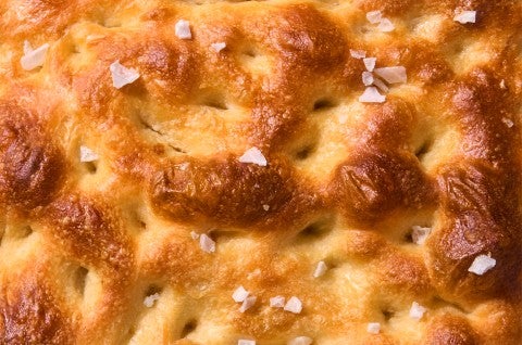 Close-up shot of Sourdough Focaccia - select to zoom
