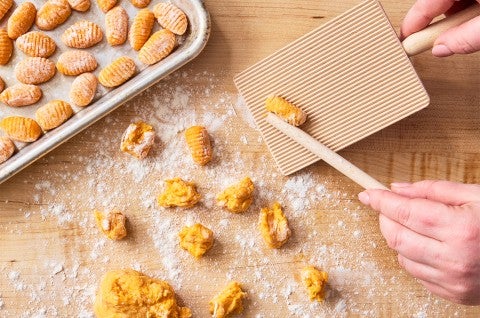 Rolling out Sweet Potato Gnocchi - select to zoom