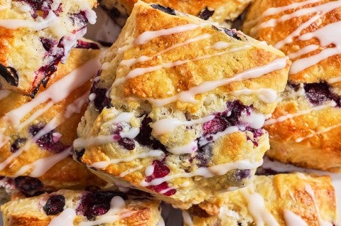 Blueberry Biscuits with Lemon Glaze Close-Up - select to zoom