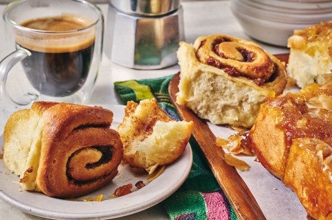 Pineapple Upside-Down Rolls on a plate - select to zoom