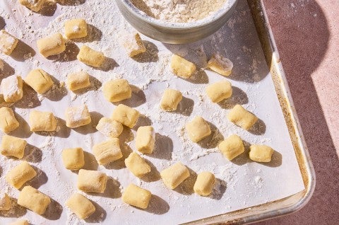 Easy Ricotta Gnocchi in the process of being made - select to zoom
