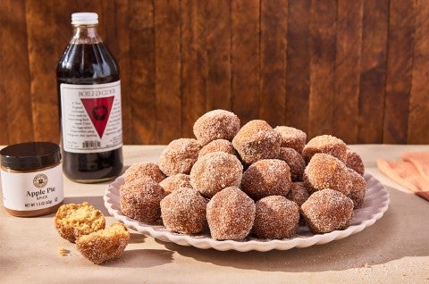 Apple Cider Doughnut Holes on a plate - select to zoom