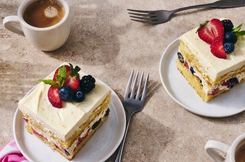 Two slices of Berry Tiramisu on plates - select to zoom