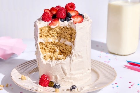 First Birthday Smash Cake with a big bite taken out of it - select to zoom