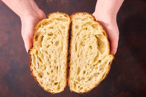 Interior of Croissant Sourdough Bread 