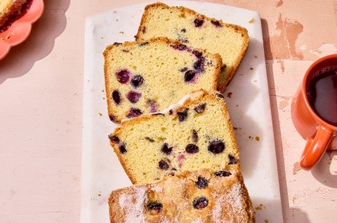 Sliced blueberry bread