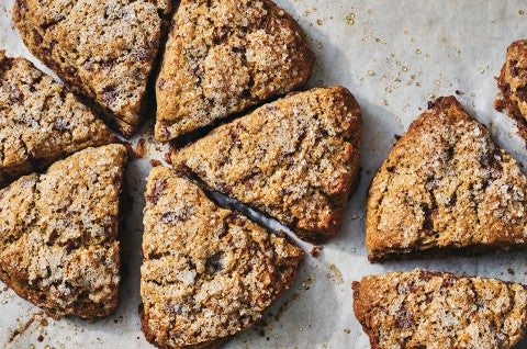 Cinnamon Whole Wheat Scones on parchment paper - select to zoom