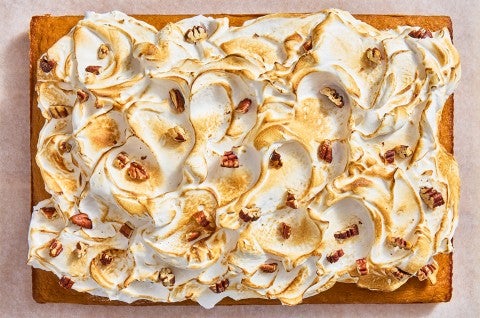The full, un-cut Sweet Potato Sheet Cake with Marshmallow Frosting - select to zoom