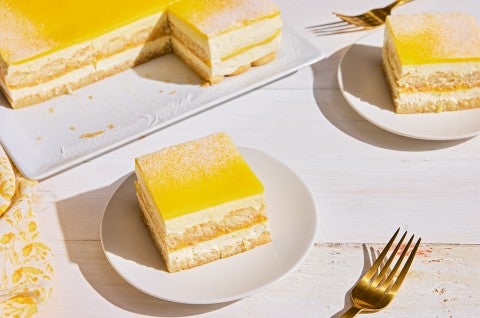 Slices of Lemon Tiramisu on plates - select to zoom