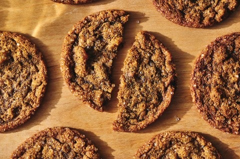 A broken Cape Cod Soft Molasses Cookies highlighting the soft nature of the bake. - select to zoom