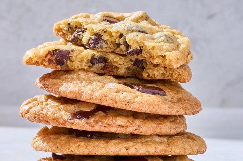 Cream Cheese Chocolate Chip Cookies stacked - select to zoom