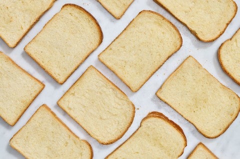 Sourdough Milk Bread arranged on a countertop seen from above - select to zoom