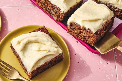 Tomato Soup Spice Cake sliced and shown on a plate. - select to zoom