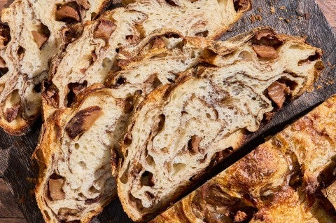 Sliced Apple Cinnamon Sourdough Bread on a counter - select to zoom