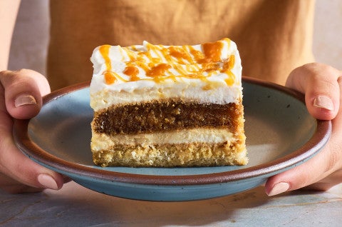 Caramel Macchiato Tiramisu on a plate - select to zoom
