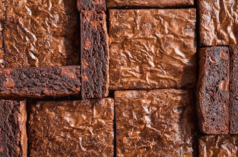 Fudge Brownies neatly arranged and seen from above. - select to zoom