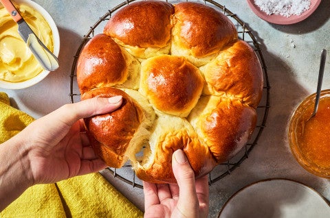 Japanese Milk Bread Rolls seen from above. - select to zoom