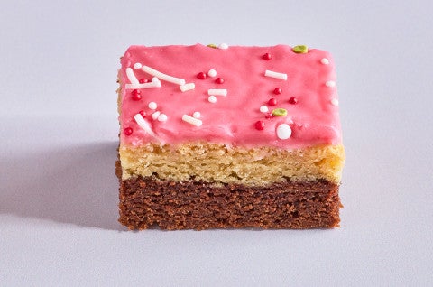 A Neapolitan Sugar Cookie Bar on a neutral background - select to zoom