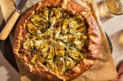 Spinach Artichoke Galette seen from above - select to zoom