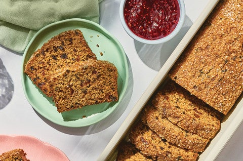 Tea Brack seen from above in a tea loaf pan - select to zoom