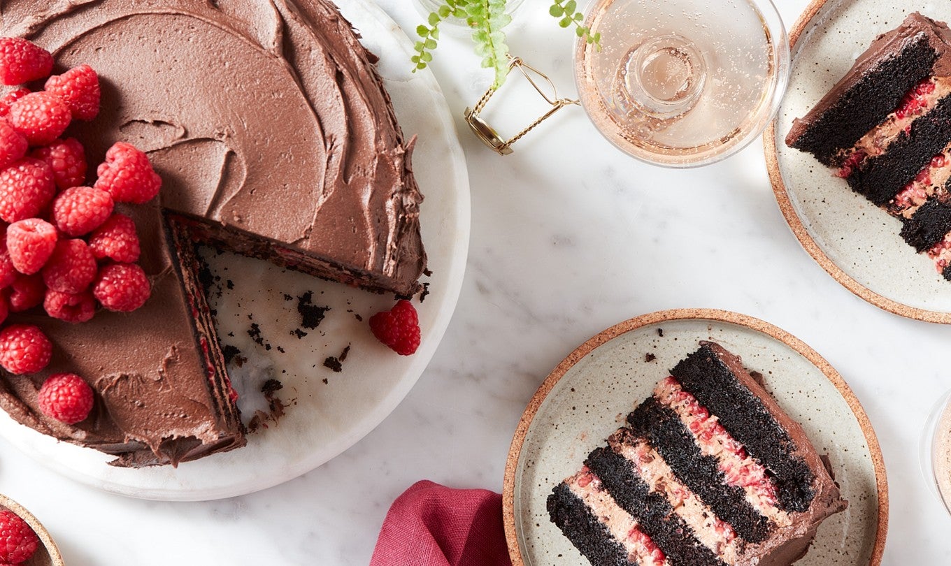 Chocolate Mousse Cake with Raspberries