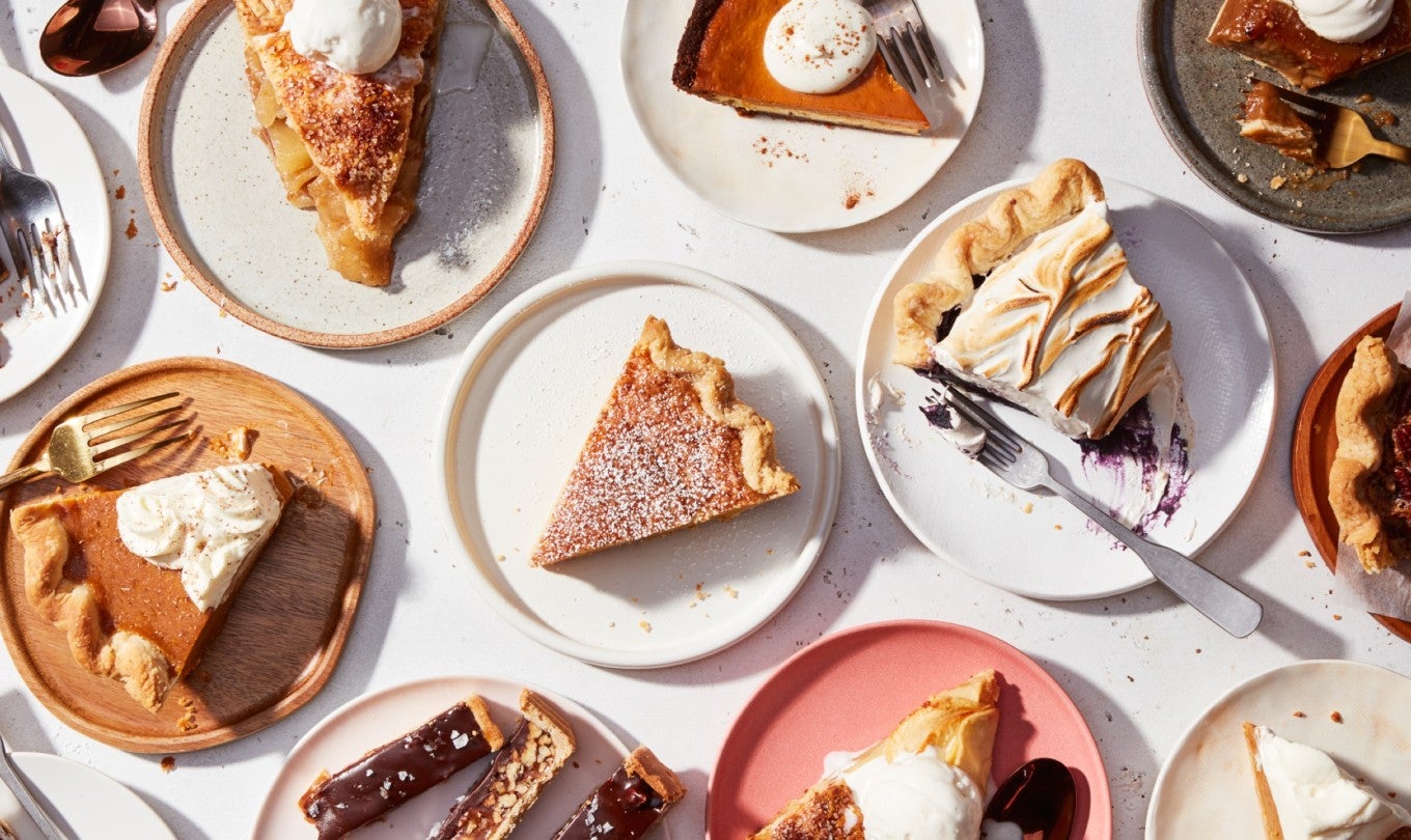 Slices of pie on plates