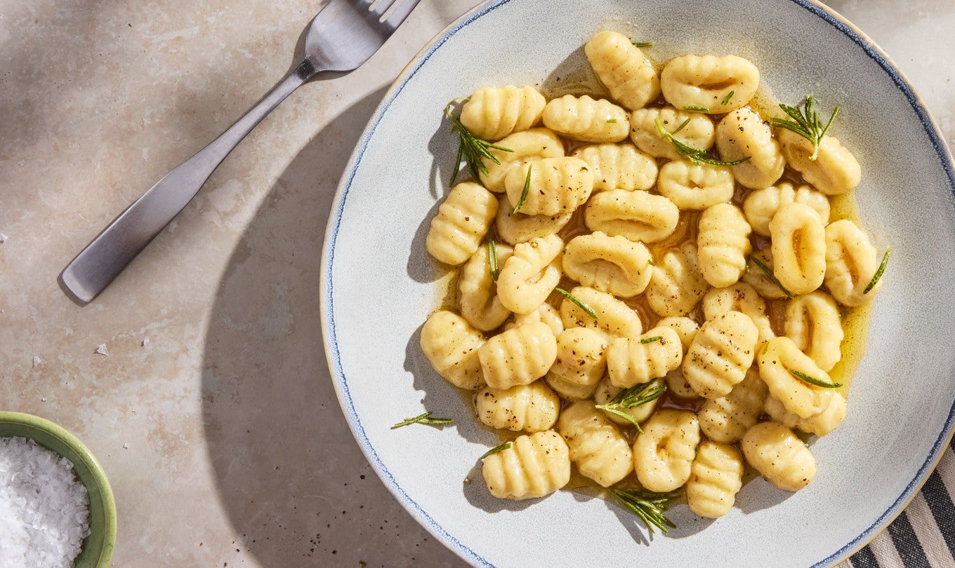 Potato Gnocchi on a plate with a fork