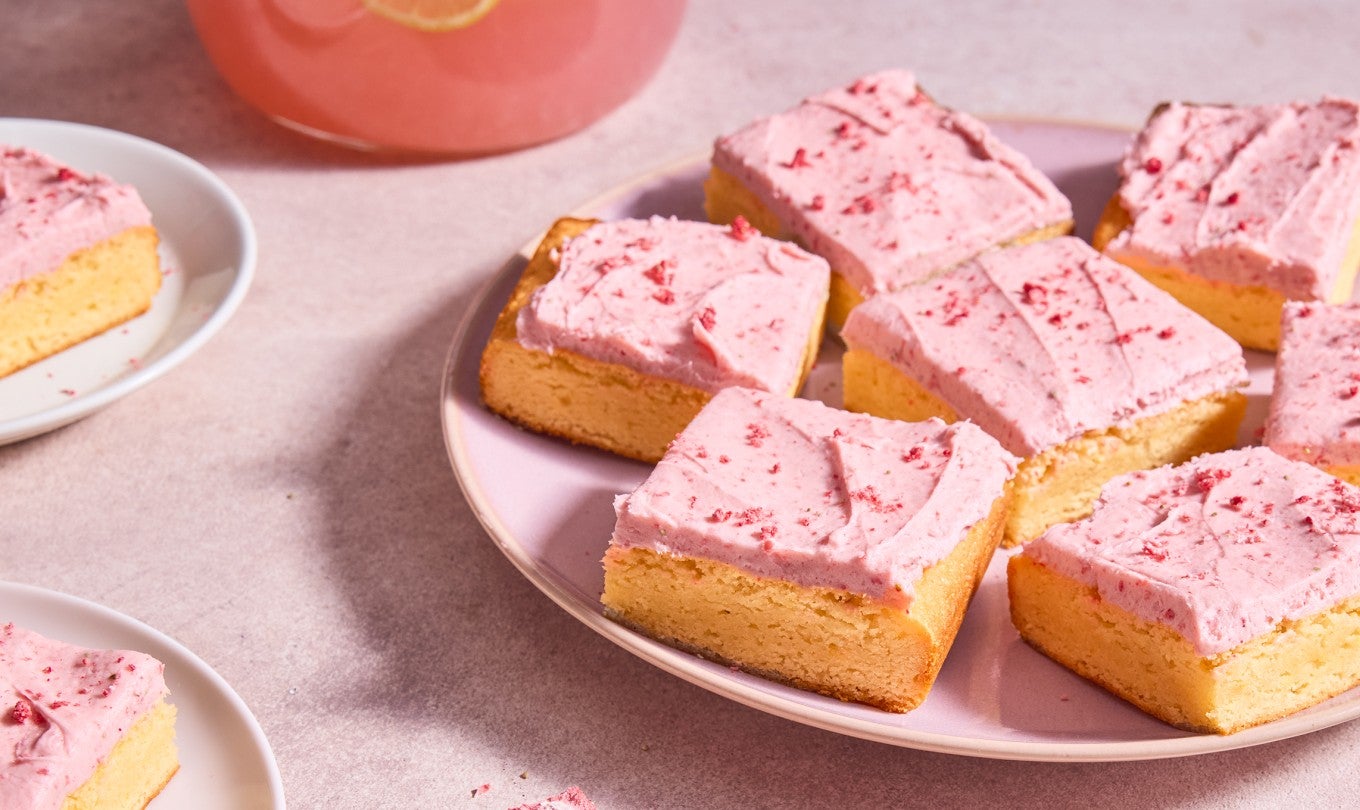 Strawberry Lemonade Bars served on a plate