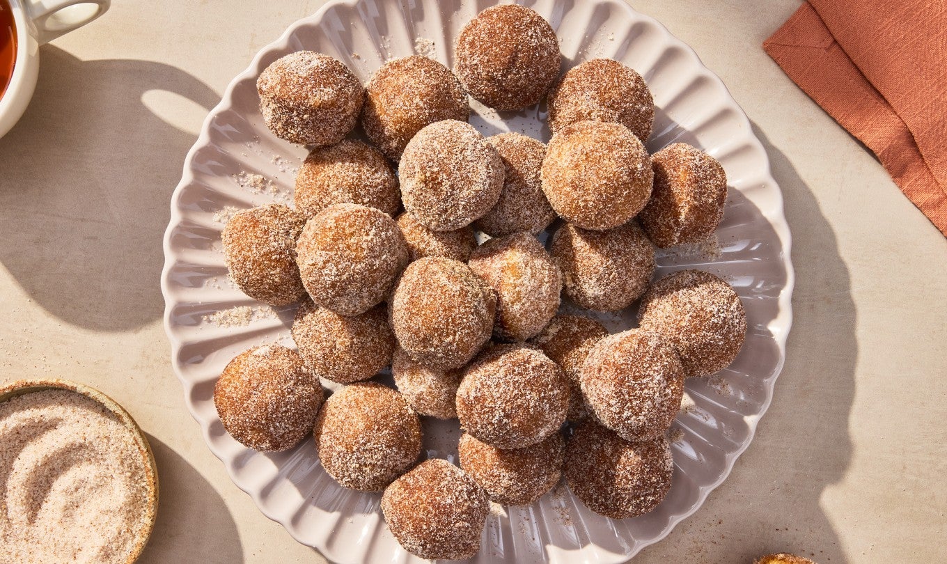 Apple Cider Doughnut Holes on a plate
