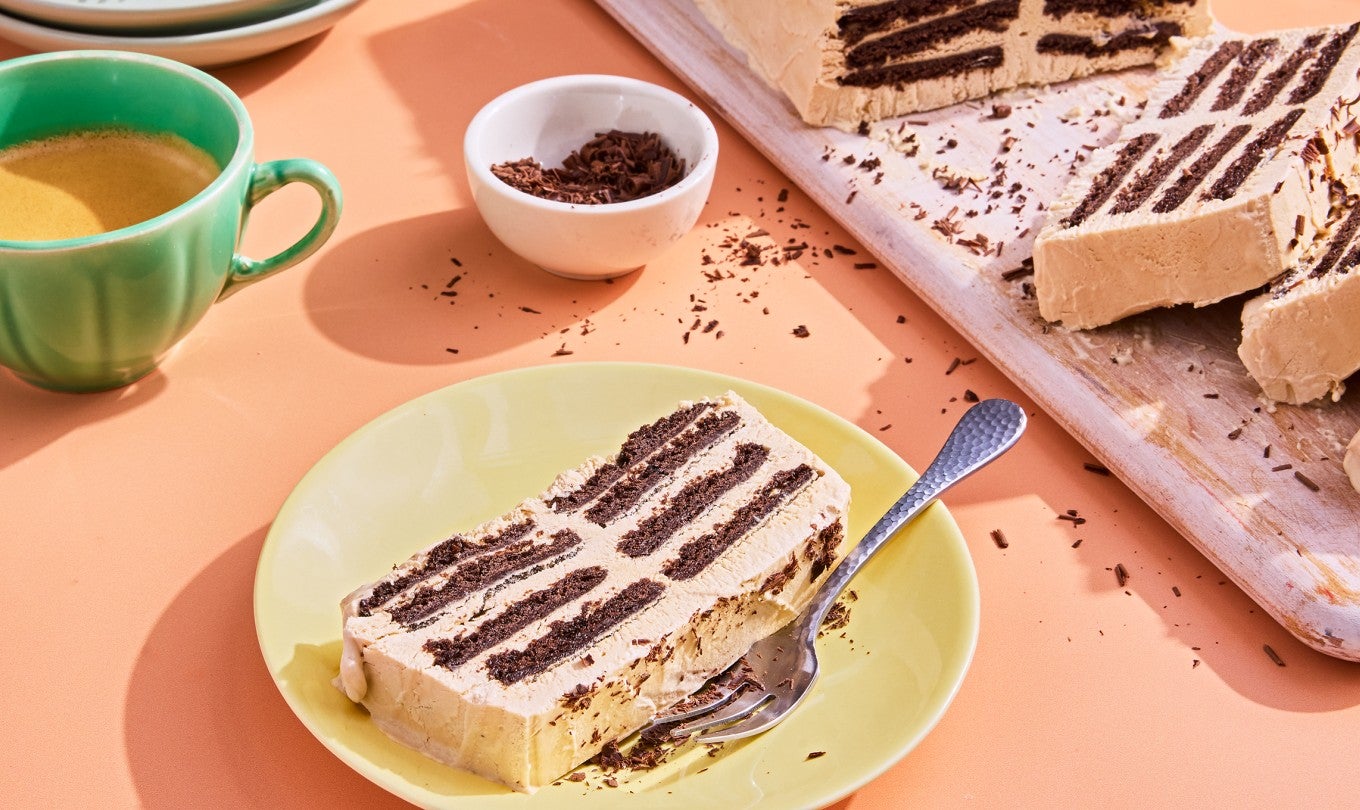 Iced Coffee Icebox Cake being served