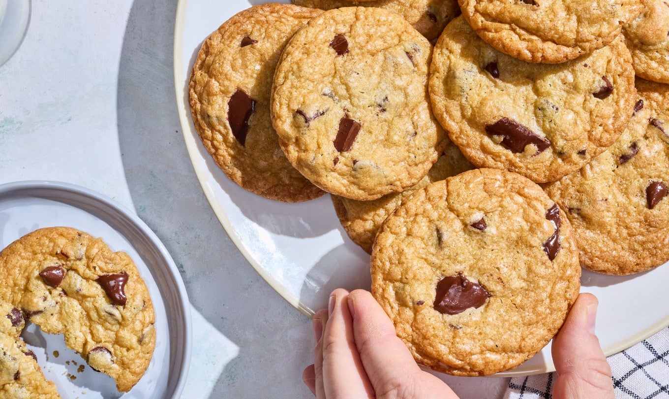 Cream Cheese Chocolate Chip Cookies on a plate