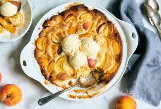 Gluten-Free Peach Cobbler made with baking mix