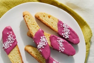 Semolina Biscotti with Blueberry Glaze