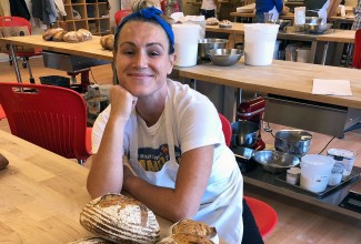 Dayna Evens in the King Arthur Flour Baking School at the Bread Lab