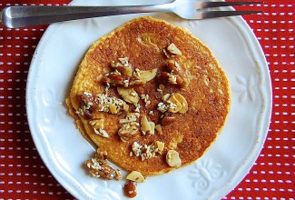 Oatmeal Butternut Pancakes with Browned Buttered Nuts