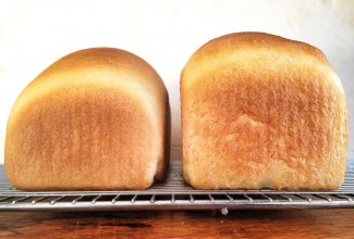 Two bread loaves of different heights