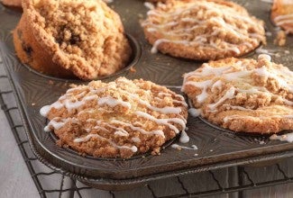 Pan of Gluten-Free Fruit Muffins with Streusel