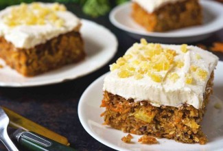 Slices of plated carrot cake